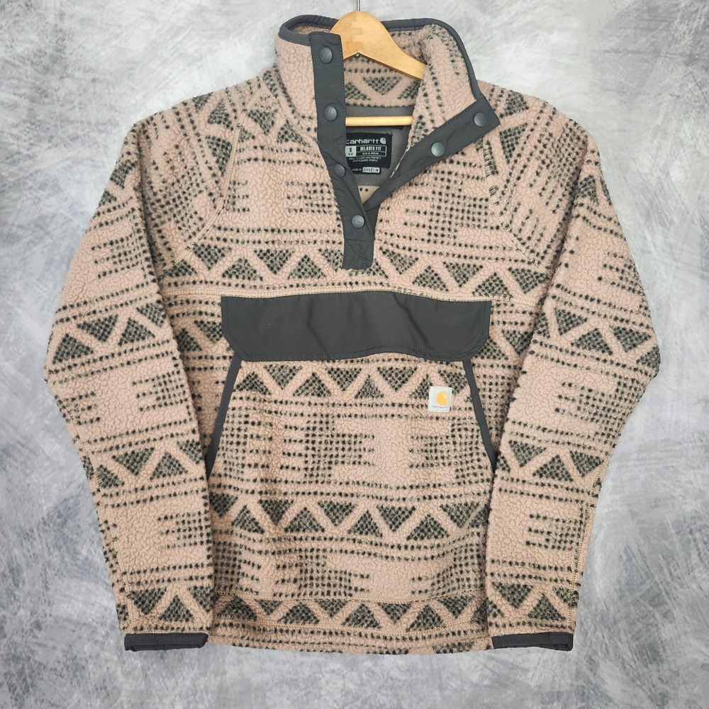Carhartt Aztec Geometric Fleece Pullover Jacket Size Small Relaxed Fit 104922